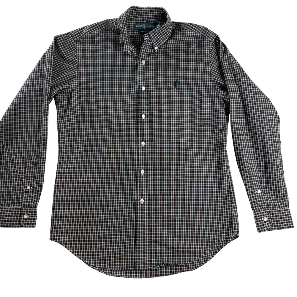 Polo Ralph Lauren Mens Medium Classic Fit Plaid Cotton Button Down Shirt